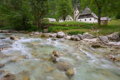 Soča River and Church in Trenta Valley