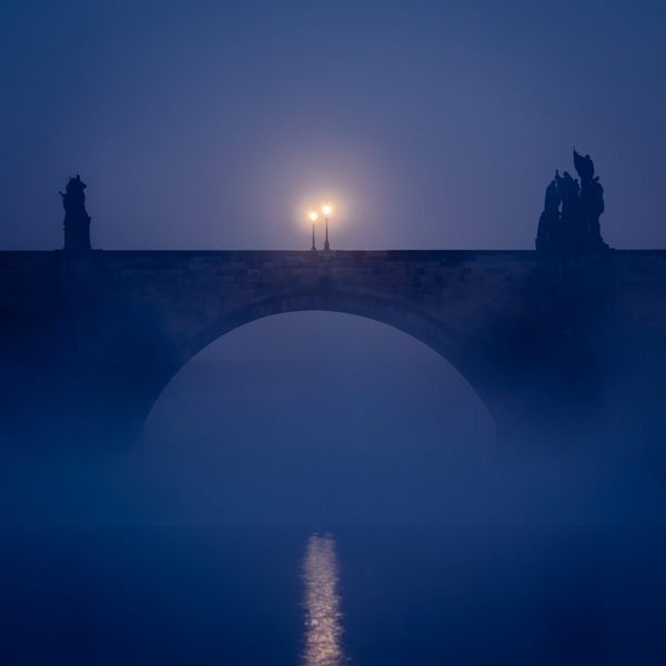 Night view of the Charles Bridge from the Strelecky ostrov