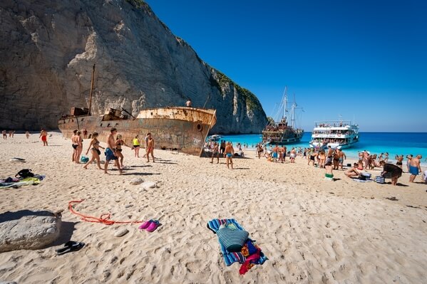 View of the Navagio beach with the shipwreck
