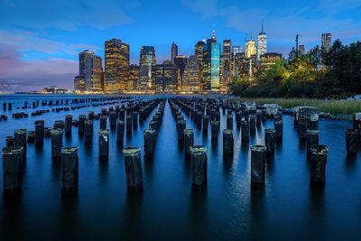 pictures of New York City - Old wooden pillars in the East River - Old Pier 1