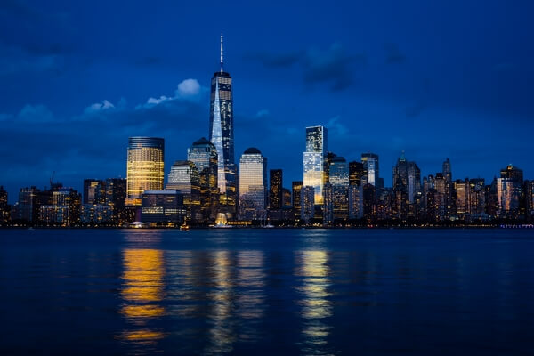 Lower Manhattan from New Jersey, shot after sunset