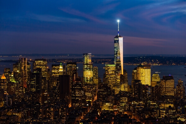 The One WTC Tower as viewed from the Empire STate Building