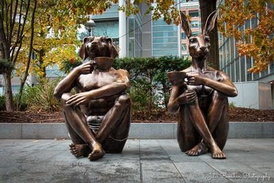 photo spots in London - Dogman & Rabbitwoman Sculpture
