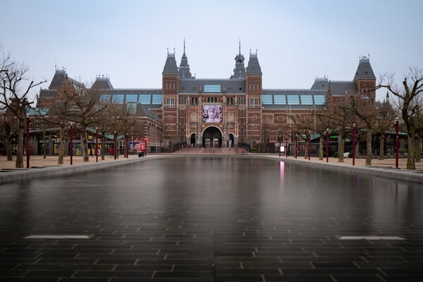 Rijksmuseum Reflecting Pool - gloomy winter day, 2020 - the sign "I am sterdam" already removed.