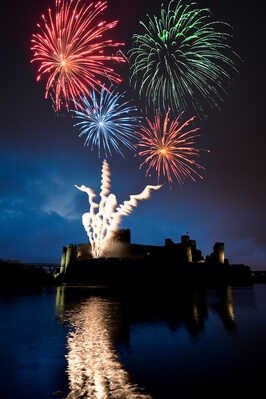 pictures of South Wales - Fireworks at Caerphilly Castle