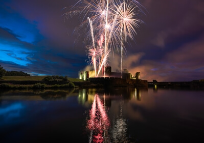 pictures of South Wales - Fireworks at Caerphilly Castle