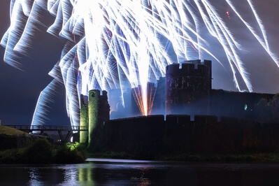 photos of South Wales - Fireworks at Caerphilly Castle