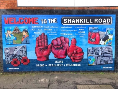 Mural 1 - Welcome To The Shankill (Road)’ mural in Gardiner Street