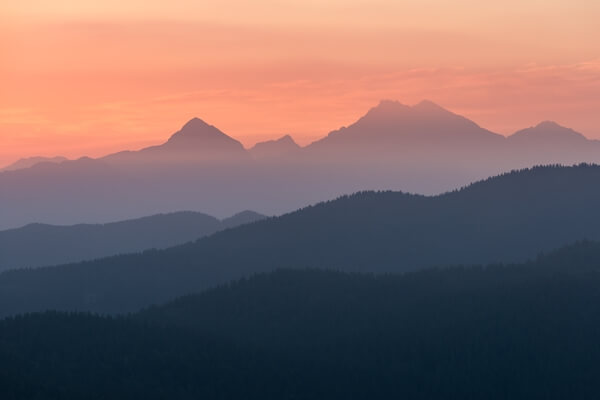 Sunrise views towards Kamnik-Savinja Alps