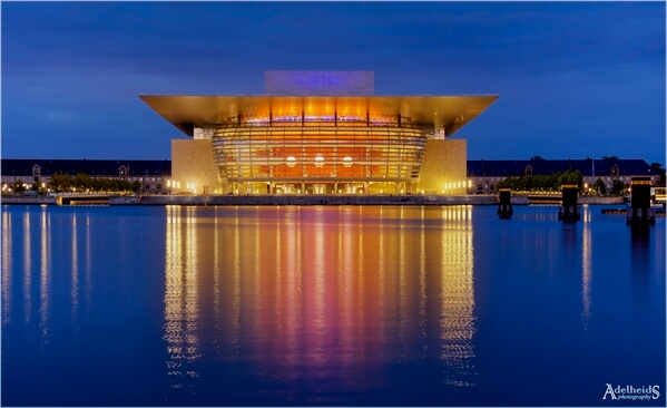 The Copenhagen Opera House during blue hour