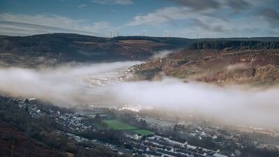 photography locations in South Wales - View of the lower Rhondda valley