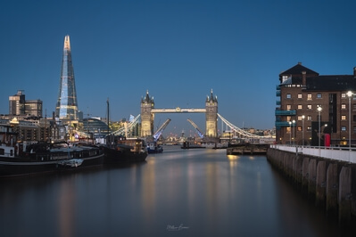 pictures of London - View of The Shard & Tower Bridge from HMS President docks