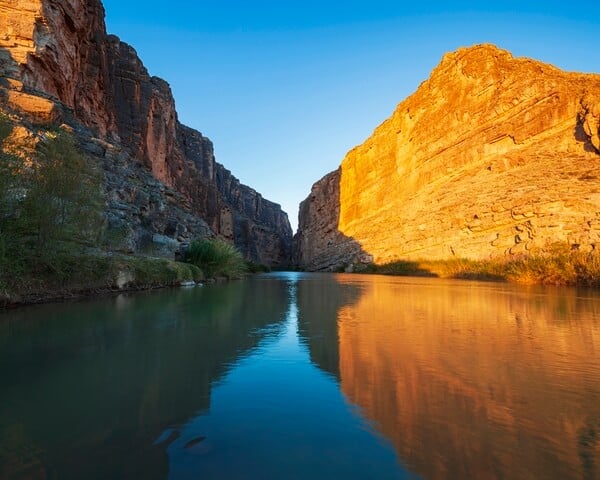 Santa Elena Canyon of the Rio Grande. This image was taken once the sun got high enough to illuminate the interior of the canyon