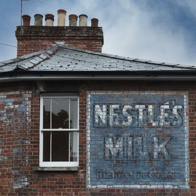 instagram spots in England - Nestle Milk Ghost Signs