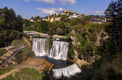 Jajce town and waterfall