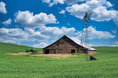 Torn Windmill and old Barn