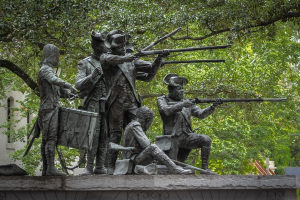 The Haitian Monument, in Savannah's Franklin Square, recognizes the contribution of the all-Black Chasseurs-Volontaires de Saint-Domingue to the fight for American independence.