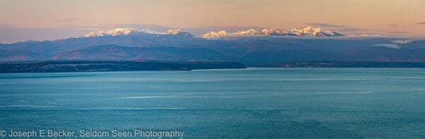 Pano of the Olympic Mountains at sunrise