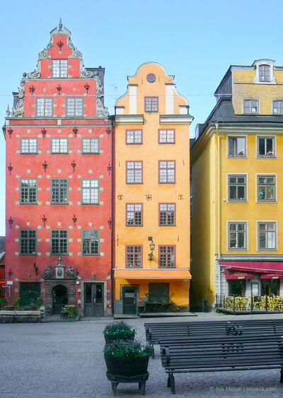 Bright facades of Stortorget, Gamlastan