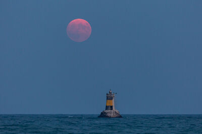 Blue moon at Pomorie Lighthouse