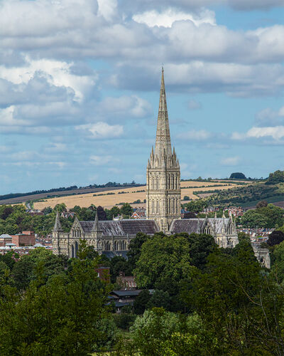 England photography locations - Salisbury Catheral from Harnham Hill