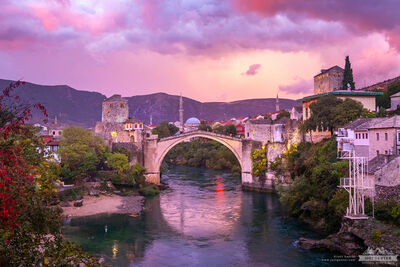Federacija Bosne I Hercegovine instagram spots - Mostar Bridge from a small Parking