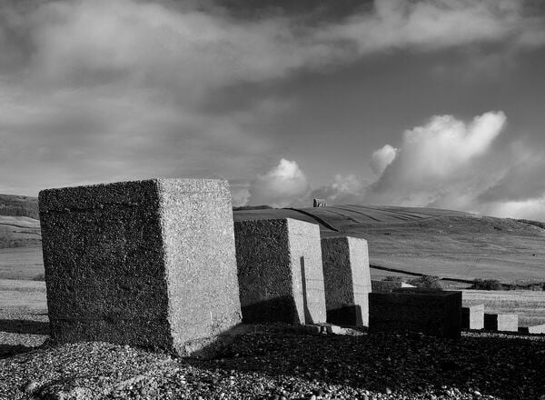 St. Catherine's from Chesil Beach - The foreground is called Dragons Teeth - anti tank structures from WWII