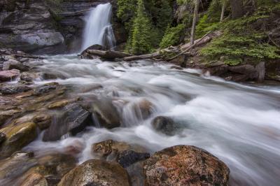 photo spots in Glacier National Park - Baring Falls