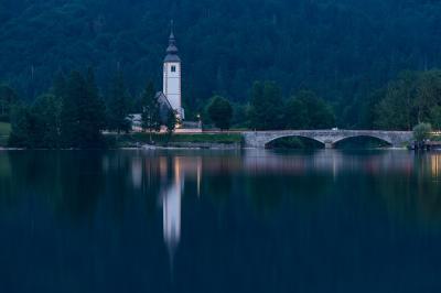 pictures of Lakes Bled & Bohinj - Bohinj church view