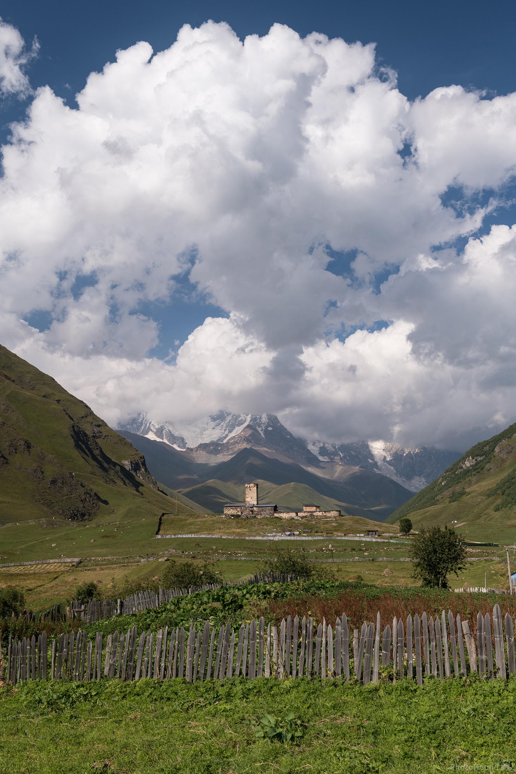 Image of Mt Shkhara and  Lamaria Monastery by Luka Esenko