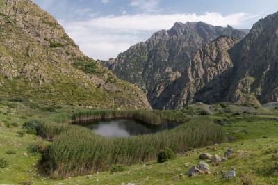 instagram locations in Mtskheta Mtianeti - Mountain Pond under Mt Kazbek