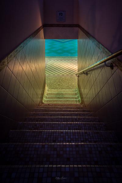 Stairs down to the pool
