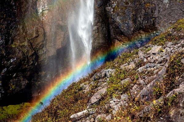 Rainbow at base of Comet Falls