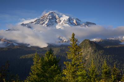 Clouds forming around Mount Rainier