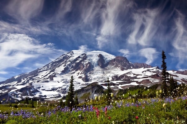 Clouds over Mount Rainier from Mazama Ridge