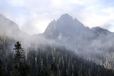 Rising fog and Pinnacle  Peak