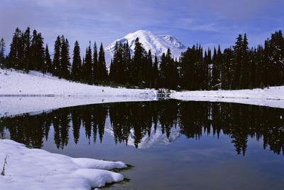 Tipsoo Lake and Mount Rainier after an early winter storm
