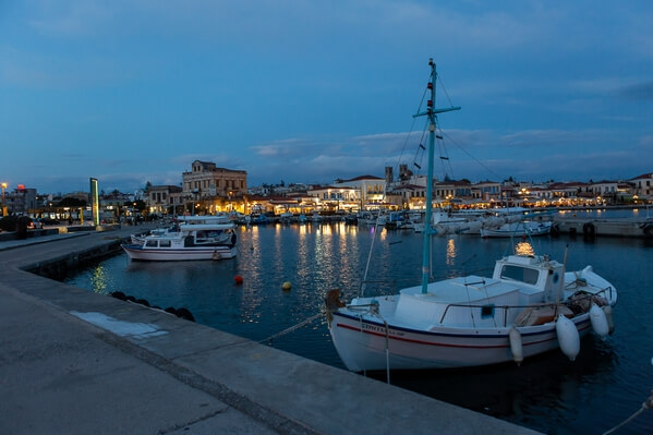 Aegina port in the blue hour
