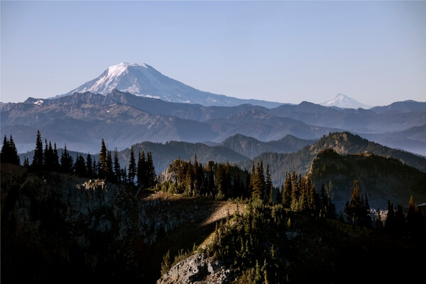 Mount Adams and Mount Hood viewed from Crystal Peak