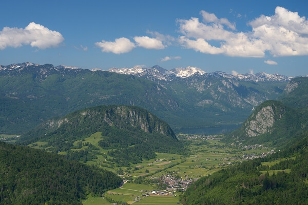 View on the Upper Bohinj Valley and the Lake