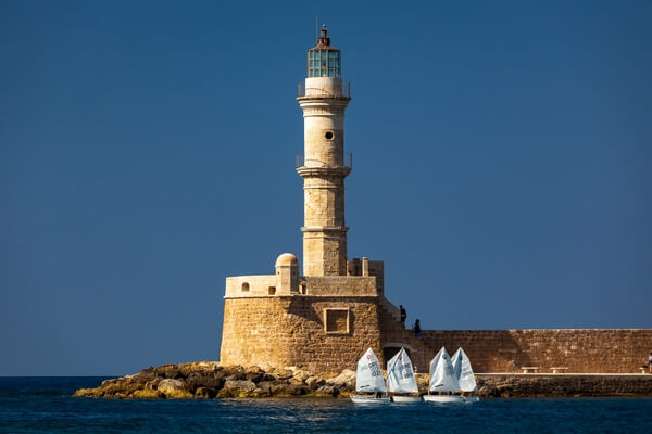 Old Venetian Lighthouse from Akti Kountourioti, the road on the west side of the harbor