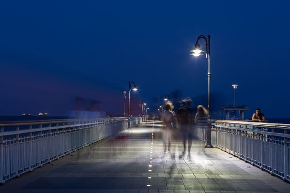 Evening blue hour on the bridge