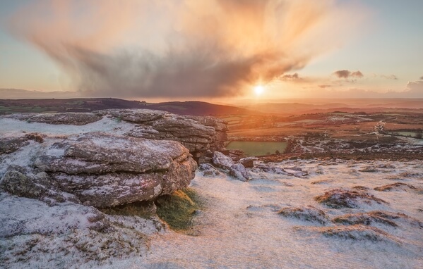A south easterly view to South Devon from Corndon Tor, in Winter.