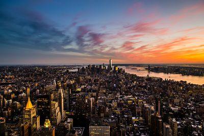 Lower Manhattan from the Empire State Building during sunset