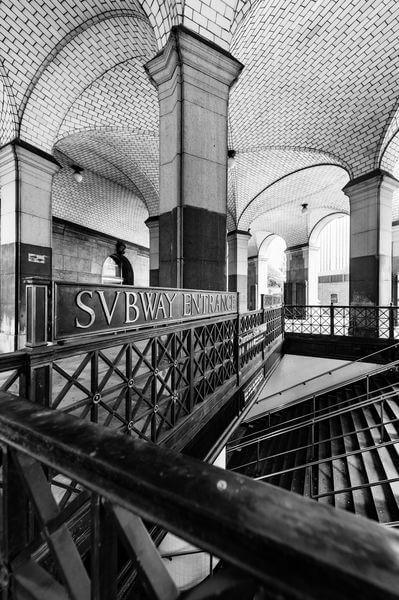 Brooklyn Bridge City Hall Station street entrance captured with the wideangle lens