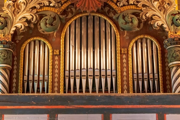 View of the organ in the organ loft