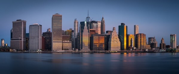 Panoramic shot of Lower Manhattan from the Pier 2 
