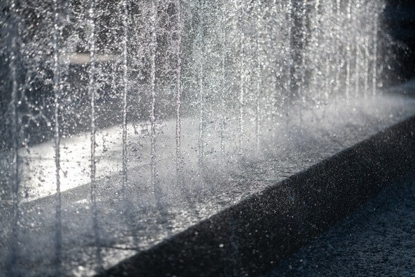 Detail of the streams of the water fountain in Zagreb