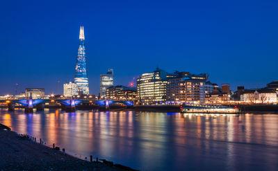 View of the Shard and Globe Theatre from the northern end of the Millennium Bridge.