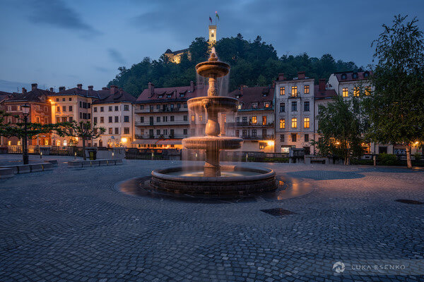 Novi trg fountain in Ljubljana